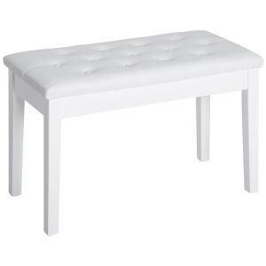 Banco de piano 76x36x50 cm madeira de borracha e pu color blanco Homcom