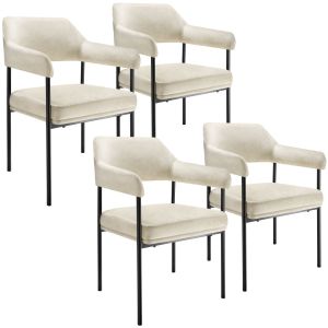 4 cadeiras de sala de jantar de terciopelo 120 kg, 58x62x85 cm, branco roto