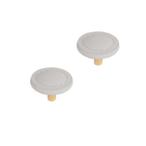 Rei | 2 puxadores de couro modelo e541 cinza d44 mm