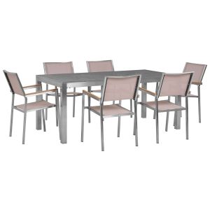 Conjunto de refeição granito, aço inoxidável cinzento grosseto
