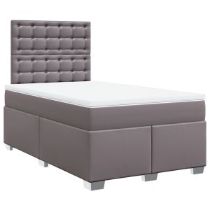 vidaXL cama box spring con colchón cuero sintético gris 120x200 cm