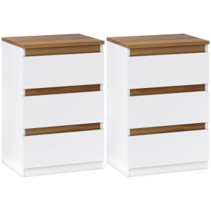 Conjunto de mesas de cabeceira 40x30x59,5 cm mdf color blanco Homcom