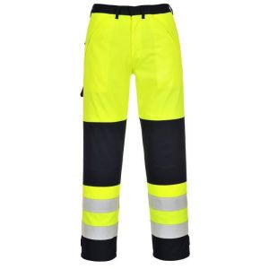 Calças de alta visibilidade - portwest - multirriscos - amarelo/marinho - r
