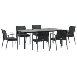 vidaXL juego comedor jardín 7 piezas y cojines ratán sintético y acero