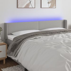 Cabeceira cama c/ luzes LED tecido 163x16x78/88 cm cinza-claro ptob6610