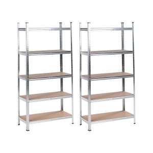 Conjunto de 2 estantes de garagem xitta metal 75 cm 30 cm prateado