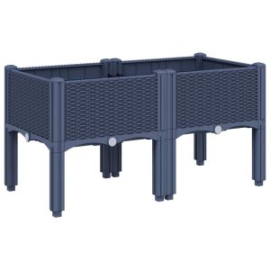 vidaXL floreira com pés pp azul cinza 80x40x42 cm