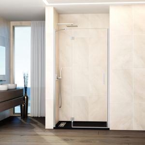Resguardo de duche glass 129.5-135cm - fixo 50cm + porta 80cm - níquel