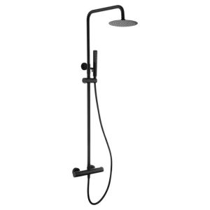 Coluna de duche extensível, pulverizador termostático extra-plano, preto