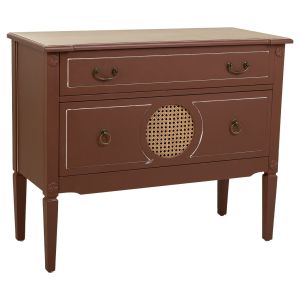 Cômoda madeira e rattan com 2 gavetas marrom 88x38x72h cm