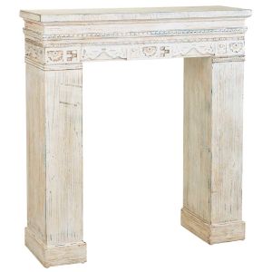 Moldura de lareira em madeira branca 100x30x110