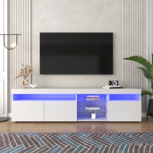Móvel de tv com iluminação LED branco 48x180x35cm
