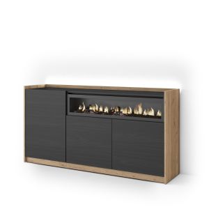 Aparador sala de jantar, 156x37x80cm, lareira eléctrica, LED rf4946