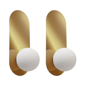 Conjunto de 2 candeeiros de parede leisi dourado