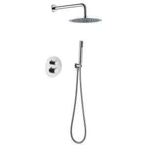 Kit duche termostático embutido cromado aço e latão ø25