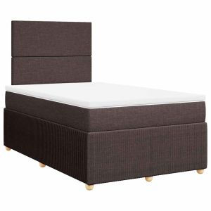 vidaXL cama box spring con colchón tela marrón oscuro 120x200 cm