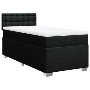 vidaXL cama box spring con colchón tela negro 90x200 cm
