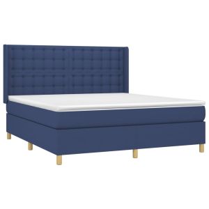 vidaXL cama box spring con colchón tela azul 180x200 cm