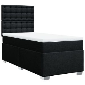 vidaXL cama box spring con colchón tela negro 100x200 cm