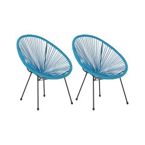 Conjunto de 2 cadeiras de jardim acapulco ii rattan sintético azul
