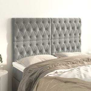 Cabeceira de cama 4 pcs tecido 80x7x78/88 cm cinzento-claro ptob4067