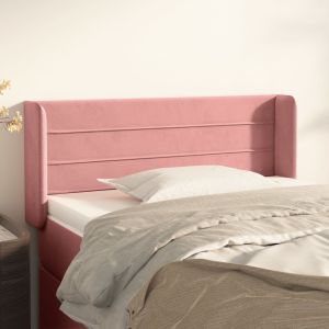 Cabeceira de cama c/ abas veludo 103x16x78/88 cm rosa ptob2354
