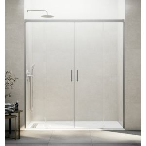 Divisória basic spazio 2 portas + 2 fixos transparente niquel 180 cm
