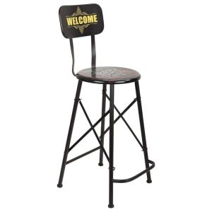 Banqueta alta de metal preto 46x40x100h cn