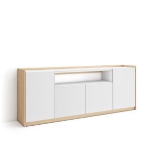 Aparador sala de jantar, 207x37x80cm, branco e carvalho soft rf4406