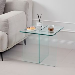 Mesa auxiliar multiuso vidro transparente 51x45x45cm