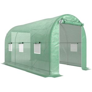 Estufa tipo túnel 400x200x205 cm pe e metal color verde Outsunny