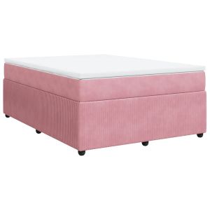 vidaXL cama box spring con colchón terciopelo rosa 160x200 cm