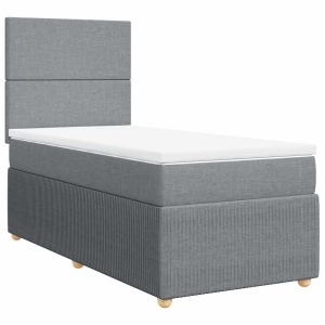 vidaXL cama box spring con colchón tela gris claro 100x200 cm