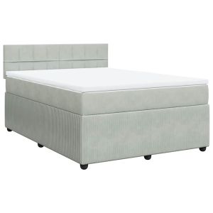 vidaXL cama box spring con colchón terciopelo gris claro 160x200 cm
