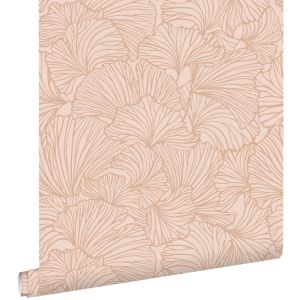 Estahome papel de parede folhas de ginkgo rosa terracota 53 cm x 10.05 m