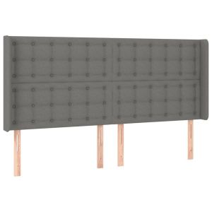 vidaXL cabecero con orejas de tela gris oscuro 203x16x118/128 cm