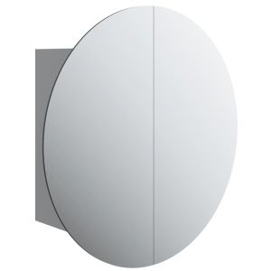 Armário de banheiro vidaxl com espelho redondo e LED cinza 40x40x17,5 cm