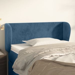 Cabeceira de cama c/ abas veludo 103x23x78/88cm azul-escuro ptob5184