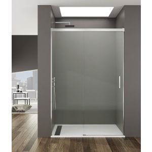 Divisória frontal basic fixo + deslizante transparente cromado 170cm