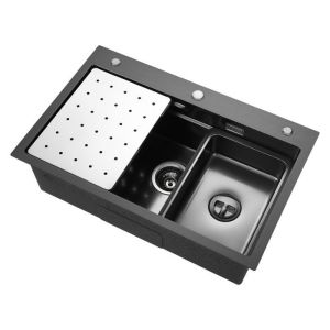 Pia de cozinha - cecipa max - 70x45cm - inox 304 - cinza escuro - cesto de