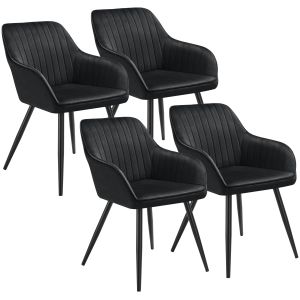 4 cadeiras de sala de jantar, terciopelo, 58 x 62 x 82 cm preto/preto