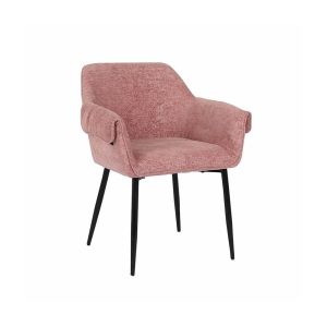 Silla de comedor de chenilla cheno - lote de 3 rosa