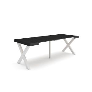 Mesa consola extensível, 58/222x90x73cm, preto, pés de madeira rf2800