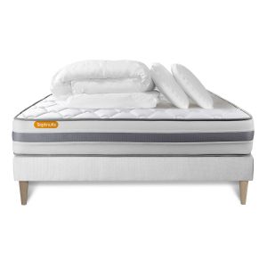 Pacote de cama completo - colchão 200x200 cm + estrado de molas com ripas (
