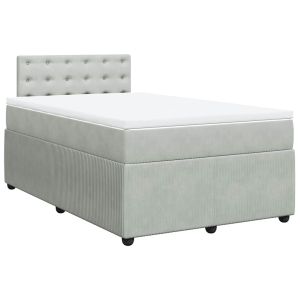 vidaXL cama box spring con colchón terciopelo gris claro 120x190 cm
