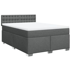 vidaXL cama box spring con colchón tela gris oscuro 160x200 cm