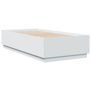 vidaXL estructura de cama con LED madera ingeniería blanco 90x190 cm