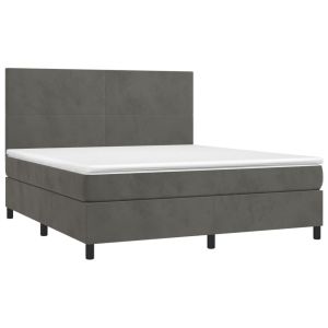 vidaXL cama box spring con colchón terciopelo gris oscuro 160x200 cm