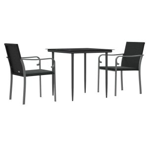 vidaXL juego comedor jardín 3 piezas y cojines ratán sintético y acero