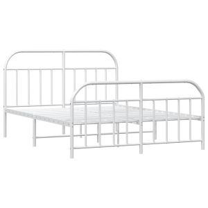 vidaXL estructura cama sin colchón con estribo metal blanco 135x190 cm